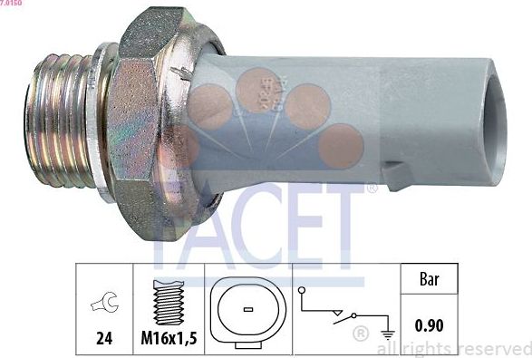 Датчик давления масла Facet Made in Italy - OE Equivalent. Артикул 7.0150