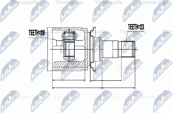 Шрус наружный (граната) NTY задний для Peugeot 4007 2007-2013. Артикул NPW-MS-044