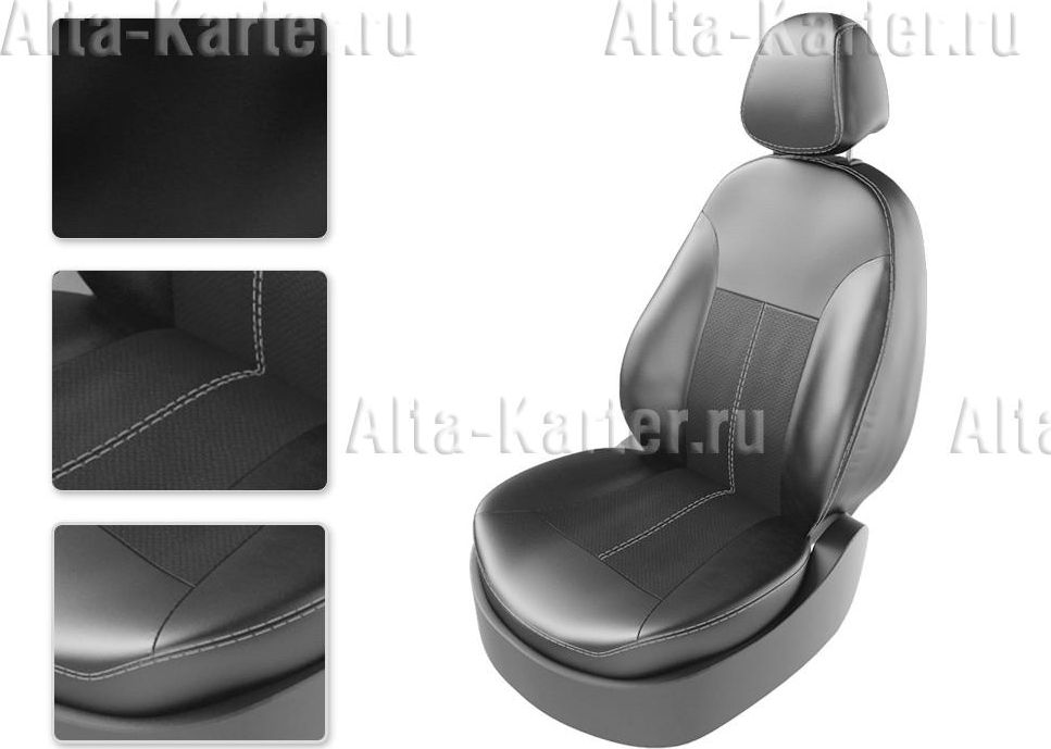 Чехлы CarFashion Classic на сидения для Kia Cerato IV 2018-2026, цвет Черный/Черный/Белый. Артикул 220718060602