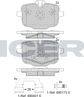 Тормозные колодки Icer. Артикул 182005-202