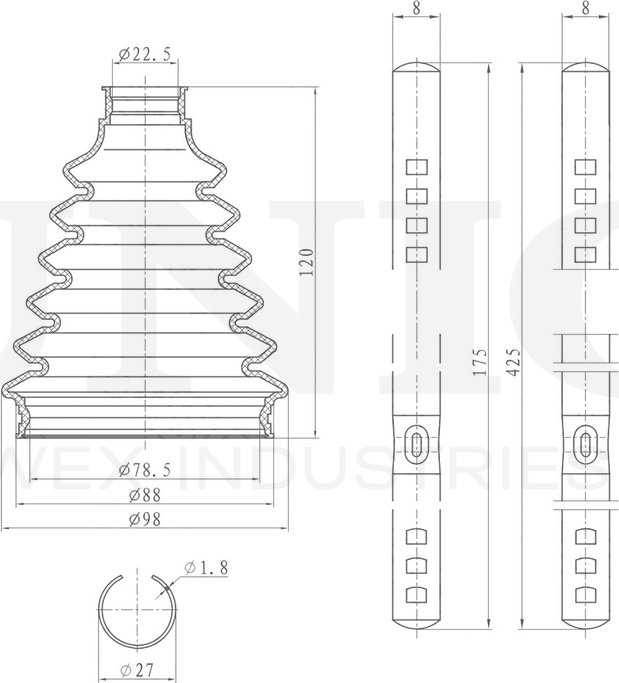 Пыльник ШРУС, комплект (Unio). Артикул DUC-30059K