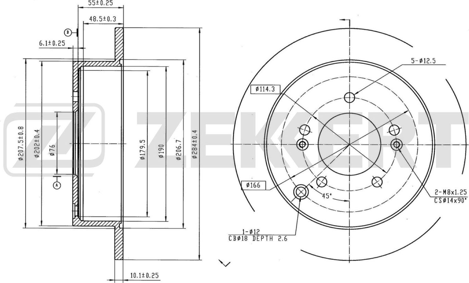 Тормозной диск Zekkert. Артикул BS-5207B