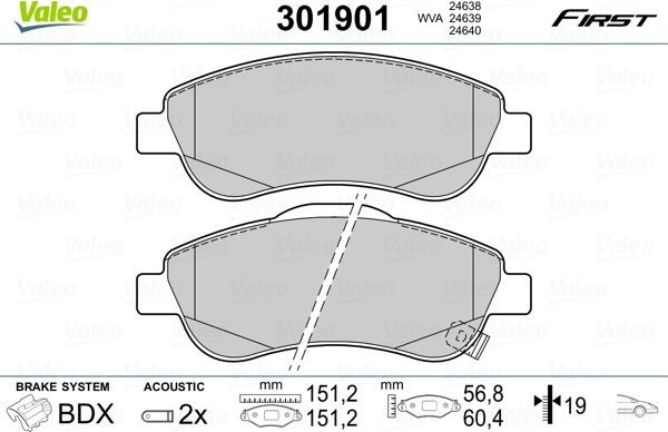 Тормозные колодки Valeo First. Артикул 301901