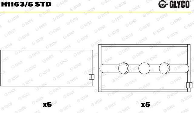 Вкладыши коренные Glyco для Ford Scorpio I 1985-1994. Артикул H1163/5 STD
