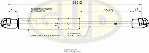 АМОРТИЗАТОР БАГАЖНИКА HYU TUCSON (JM) 0804- 140N L=385150MM G.U.D.. Артикул GGS020294
