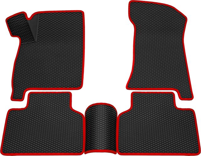 Коврики Rezkon 3D EVA ромб резиновые для салона Lada Priora 2170, 2171, 2172 2007-2018 Красный кант. Артикул 9239025104