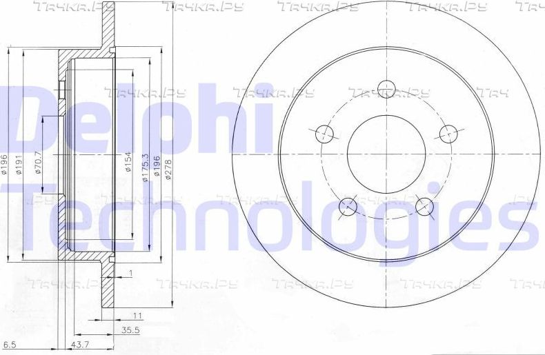Тормозной диск Delphi задний для Chevrolet Trans Sport 1996-2005. Артикул BG3143