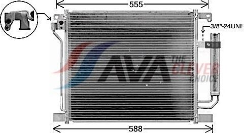Радиатор кондиционера (конденсатор) AVA (алюминий). Артикул DN5467D