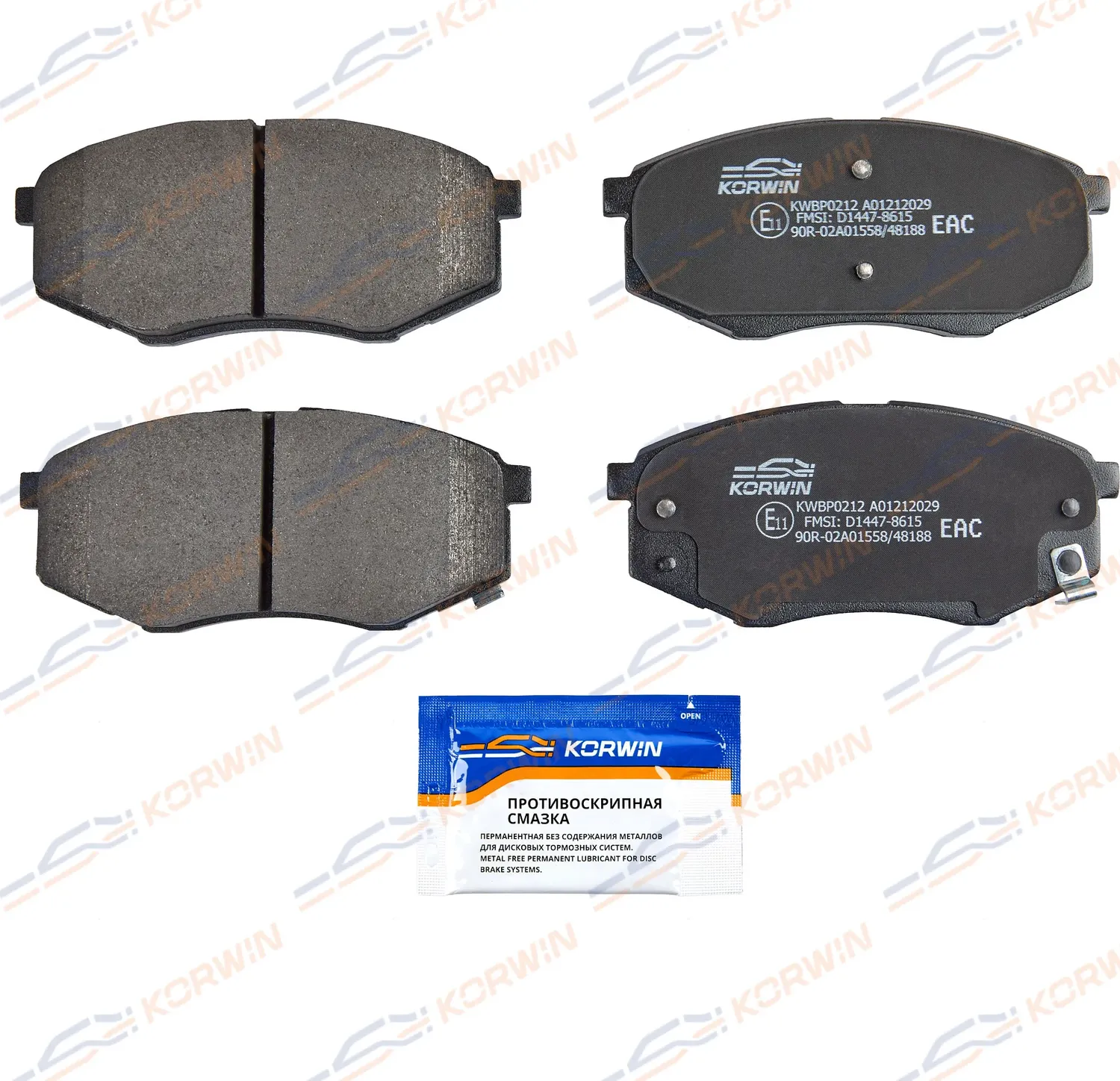 Колодки тормозные перед. Hyundai Sonata VI-VII (YF/LF) 09-/Kia Soul II (PS) 14 (Korwin). Артикул KWBP0212