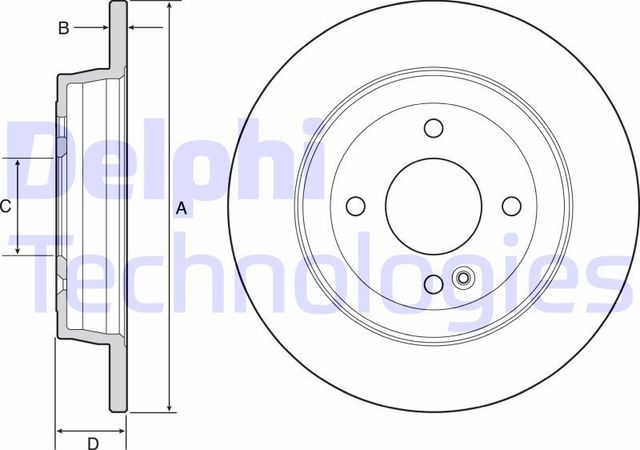 Тормозной диск Delphi задний для Kia Rio III 2011-2017. Артикул BG4564