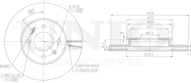 Диск тормозной (Unio). Артикул BRD-20501