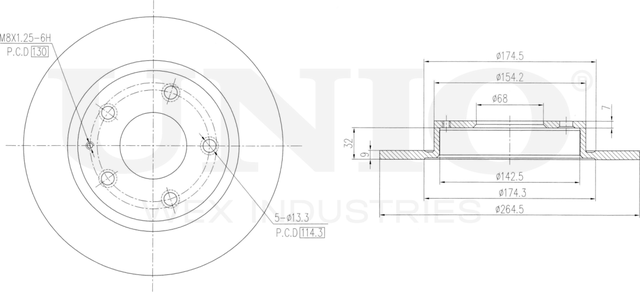 Диск тормозной (Unio). Артикул BRD-20310