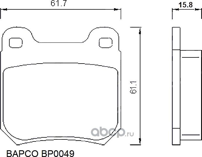 Колодки тормозные дисковые BP0049 задние, комплект, (Bapco). Артикул BP0049