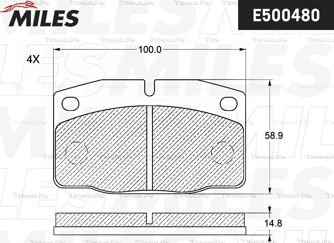 Тормозные колодки Miles (Керамика) передние для Opel Vectra A 1988-1995. Артикул E500480