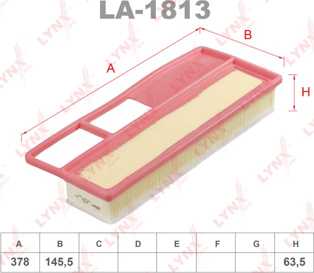 Воздушный фильтр LYNXauto для Fiat Strada 2006-2026. Артикул LA-1813