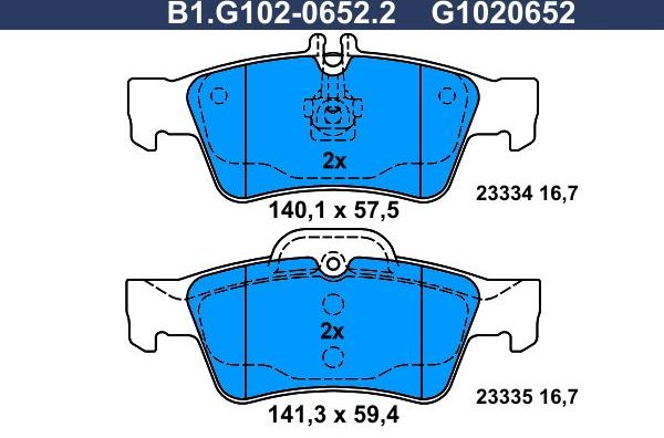 Тормозные колодки Galfer задние для Mercedes-Benz S-Класс V (W221) 2005-2013. Артикул B1.G102-0652.2