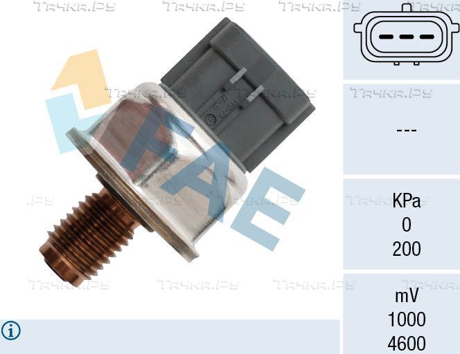 Датчик давления топлива FAE для Peugeot Boxer III 2006-2026. Артикул 15606