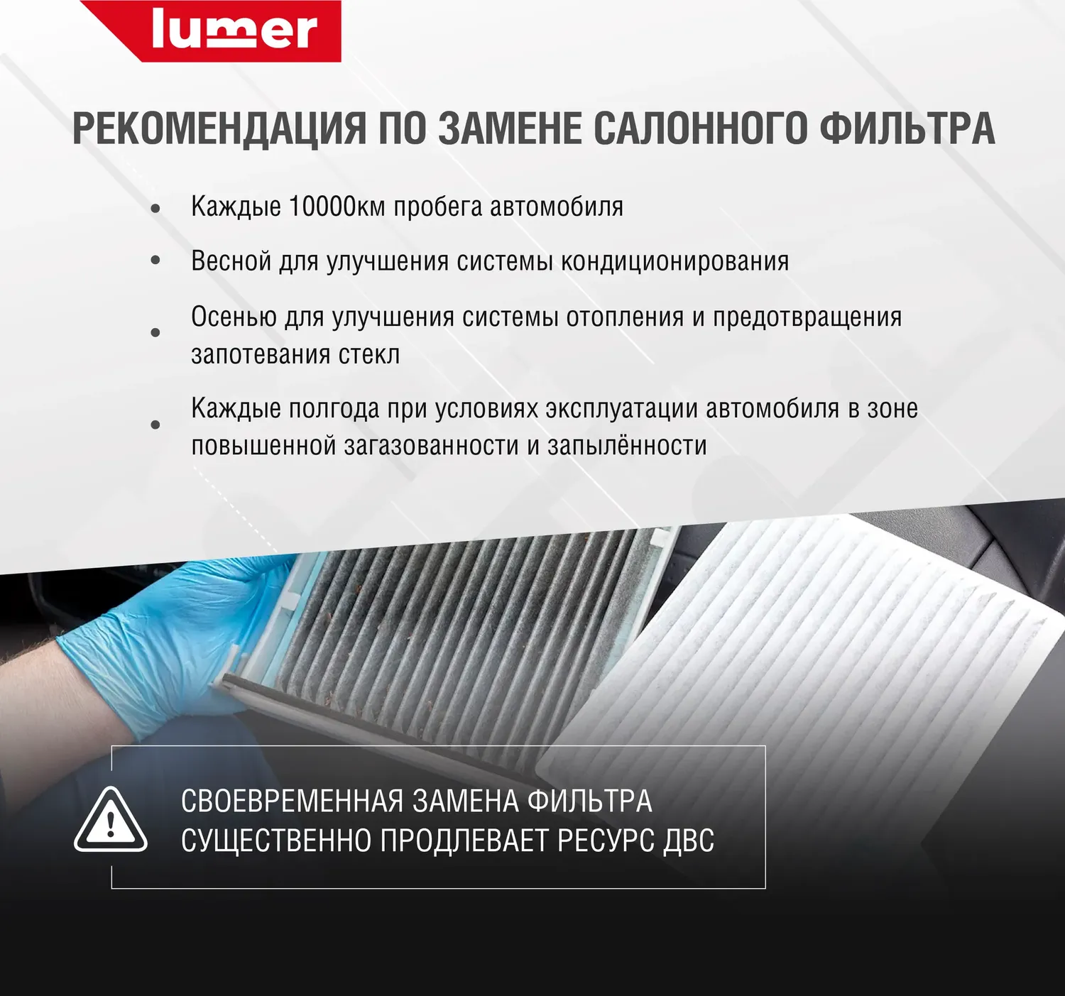 Противоаллергенный антибактериальный угольный фильтр салона (Lumer). Артикул LM00041