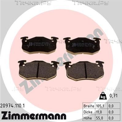 Тормозные колодки Zimmermann. Артикул 20974.110.1