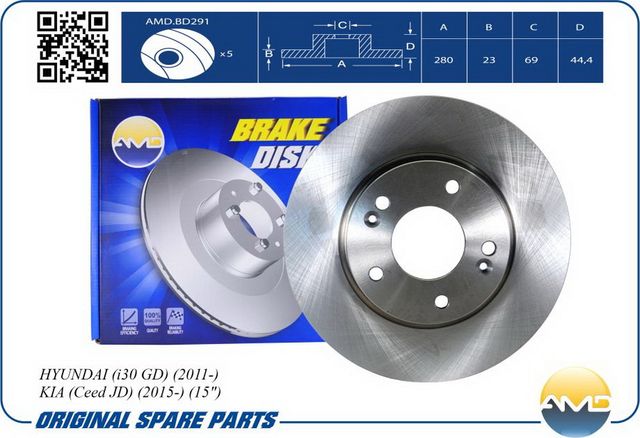 Диск переднего тормоза (AMD). Артикул AMDBD291