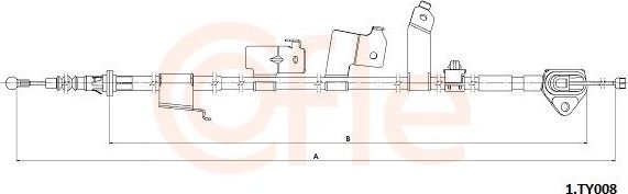 Трос ручника (тросик ручного тормоза) Cofle. Артикул 92.1.TY008
