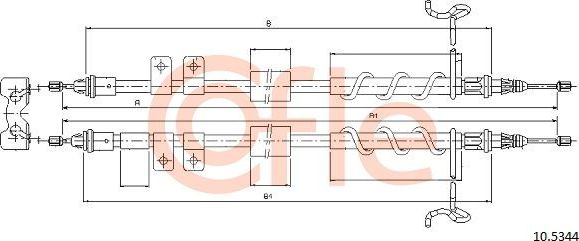 Трос ручника (тросик ручного тормоза) Cofle задний для Ford Tourneo Connect I 2002-2013. Артикул 92.10.5344