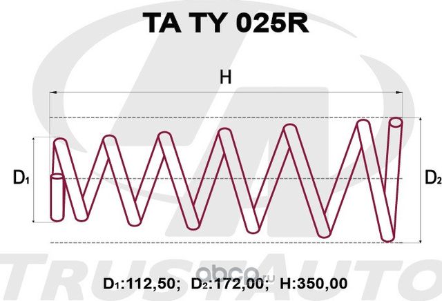 Пружина подвески усиленная () (Trustauto). Артикул TATY025R