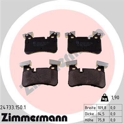 Тормозные колодки Zimmermann. Артикул 24733.150.1