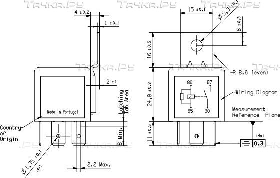 Мини-реле 12V 30A Bosch. Артикул 0 986 332 302