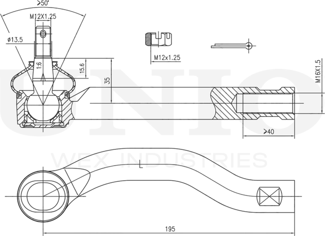 Наконечник рулевой тяги (Unio). Артикул SSP-10005