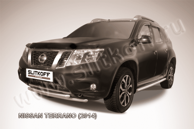 Защита Slitkoff переднего бампера d42/42 двойная для Nissan Terrano III 2014-2026. Артикул NTER14-004