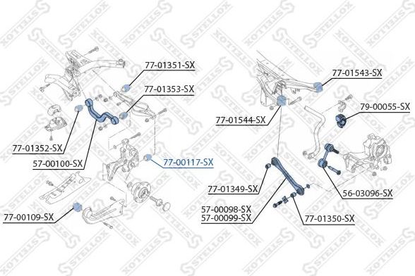Сайлентблок заднего рычага подвески Stellox. Артикул 77-00117-SX