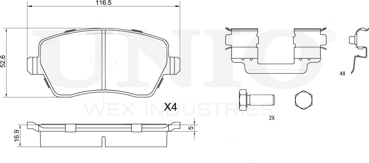 Колодки тормозные дисковые, комплект (Unio). Артикул BRP-20104