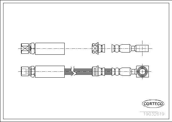 Тормозной шланг Corteco передний правый для Saab 9-5 I 1997-2009. Артикул 19032619