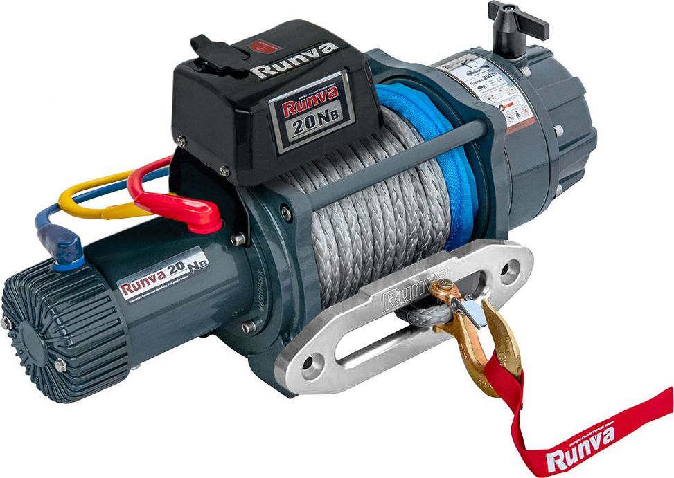 Лебёдка электрическая 12V Runva 20000 lbs 9072 кг (влагозащищенная) синтетический трос. Артикул EWB20000SSR