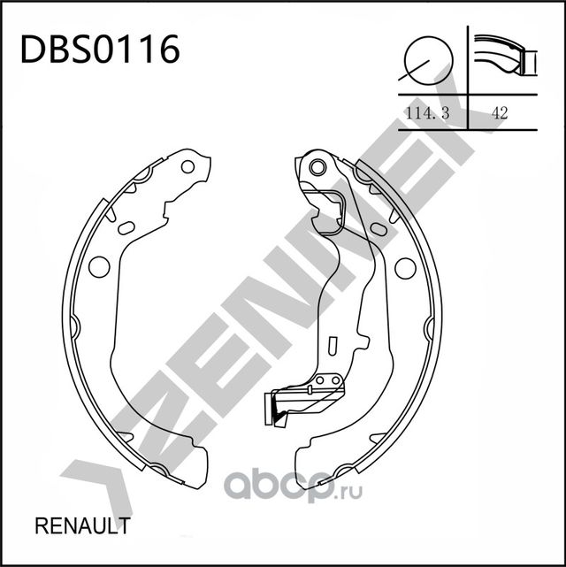 Колодки тормозные барабанные RENAULT DUSTER 10 (Zennek). Артикул DBS0116