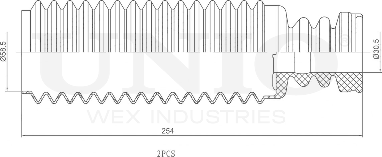 Отбойник и пыльник амортизатора, комплект (Unio). Артикул DUC-50040
