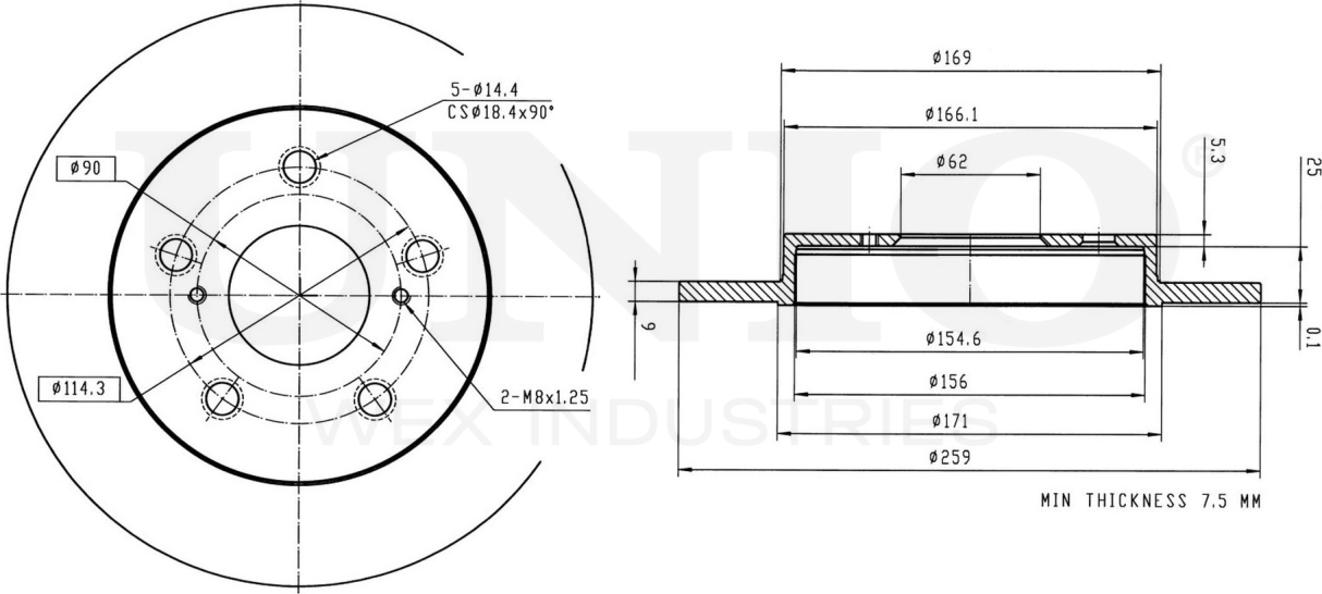 Диск тормозной (Unio). Артикул BRD-20056
