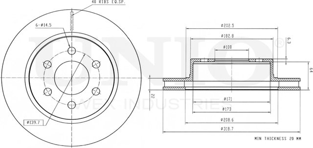Диск тормозной (Unio). Артикул BRD-20477