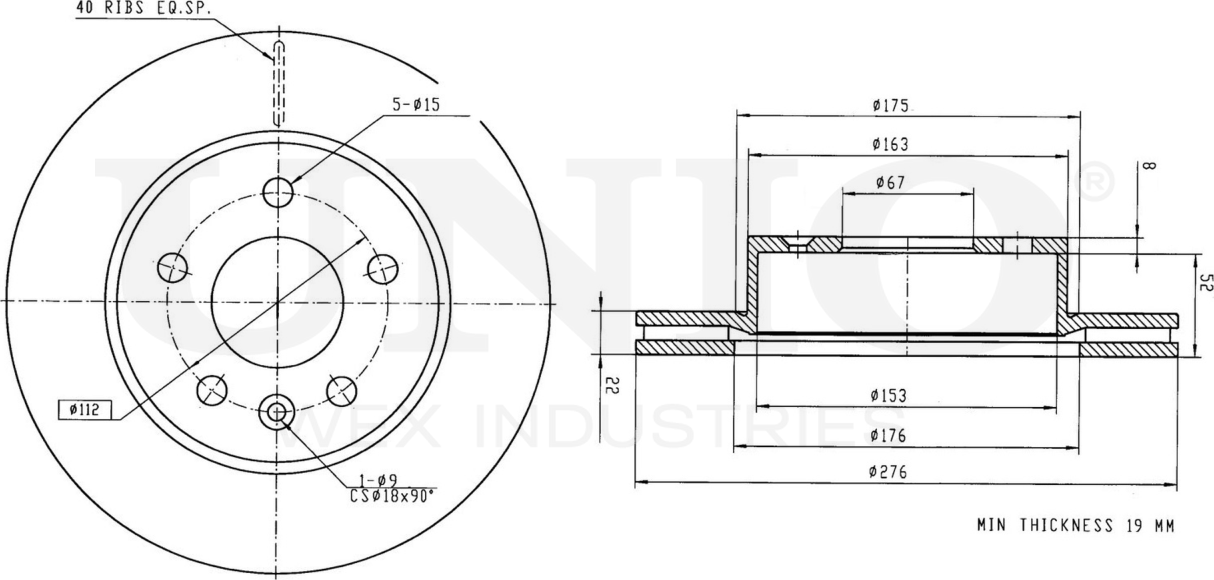 Диск тормозной (Unio). Артикул BRD-20109