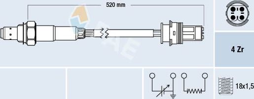 Лямбда-зонд (кислородный датчик) FAE для Mercedes-Benz E-Класс II (W210, S210) 1995-1997. Артикул 77335