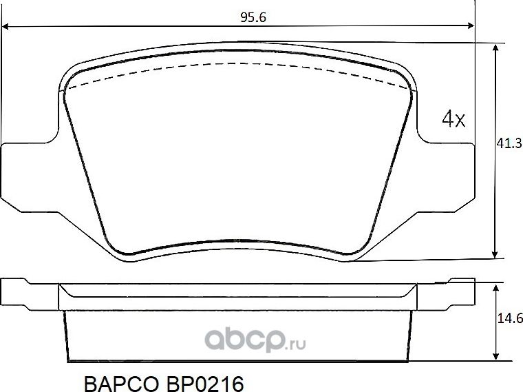 Колодки тормозные дисковые BP0216 задние, комплект, (Bapco) Bapco. Артикул BP0216
