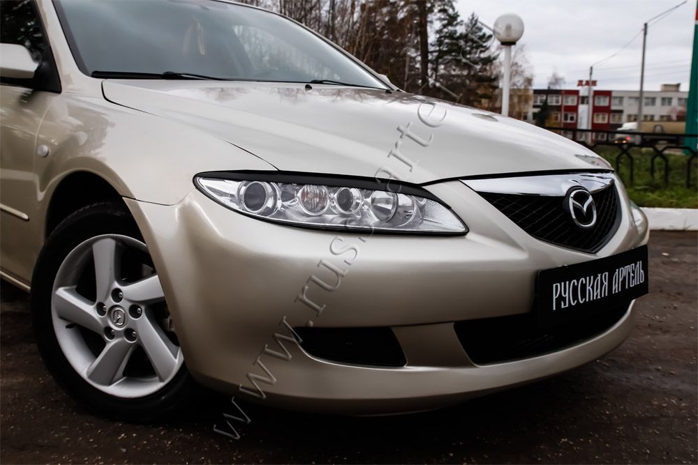 Накладки Русская Артель на передние фары (реснички) для Mazda 6 I 2002-2008. Артикул REM6-003100