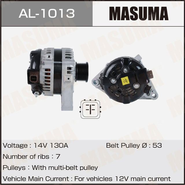 Генератор MASUMA, TOYOTA / 1GRFE (14V/130A). Артикул AL1013