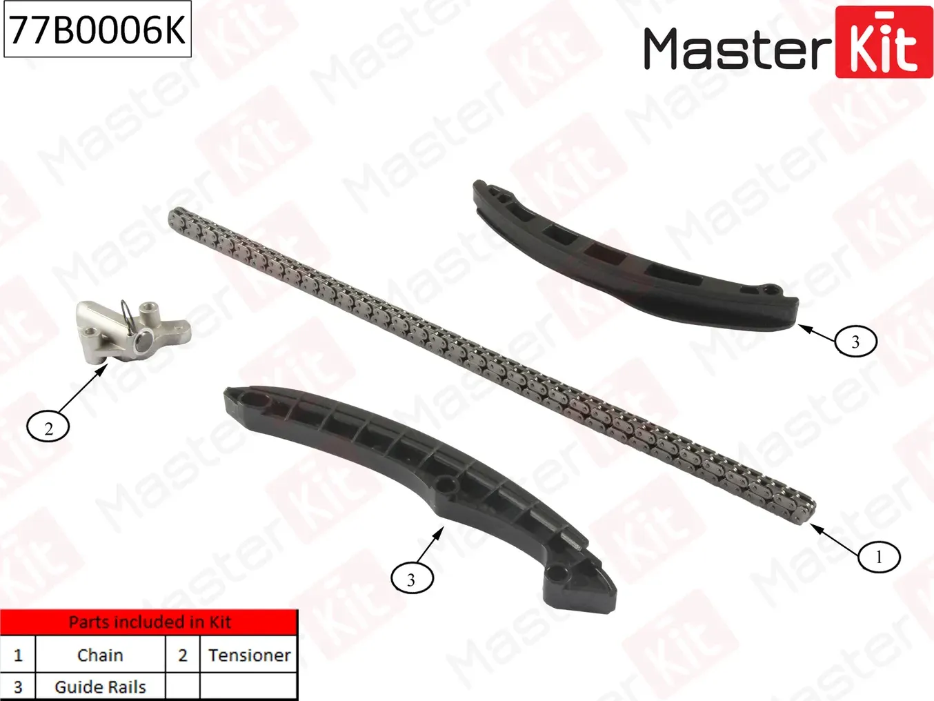 77B0006K Комплект цепи ГРМ Audi Volkswagen 1.4FSi/TFSi 16V 07-(без звездочек) (Master KIT) Master KIT. Артикул 77b0006k