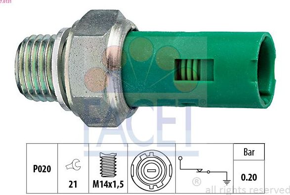 Датчик давления масла Facet Made in Italy - OE Equivalent для Nissan Kubistar X76 2003-2026. Артикул 7.0131
