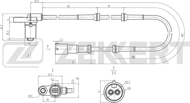 Датчик ABS Zekkert передний для Renault Scenic II 1999-2003. Артикул SE-6207