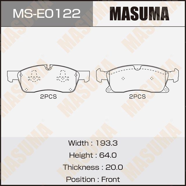Тормозные колодки Masuma. Артикул MS-E0122