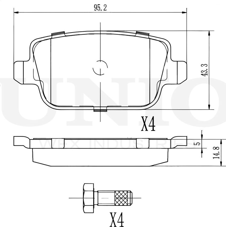 Колодки тормозные дисковые, комплект (Unio). Артикул BRP-20406