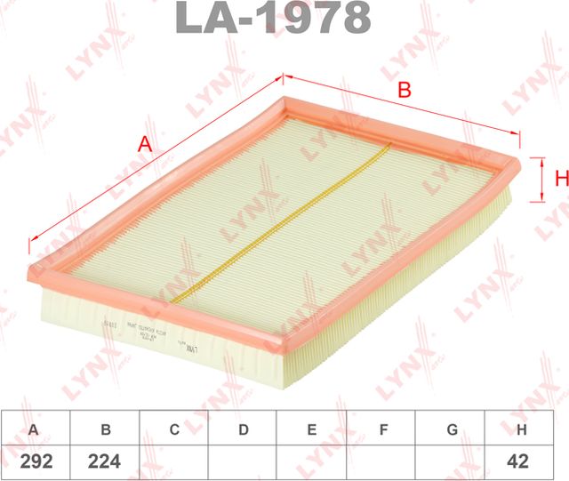 Воздушный фильтр LYNXauto. Артикул LA-1978